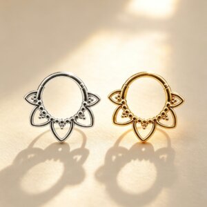316L Surgical Steel Flower Hinged Segment Ring