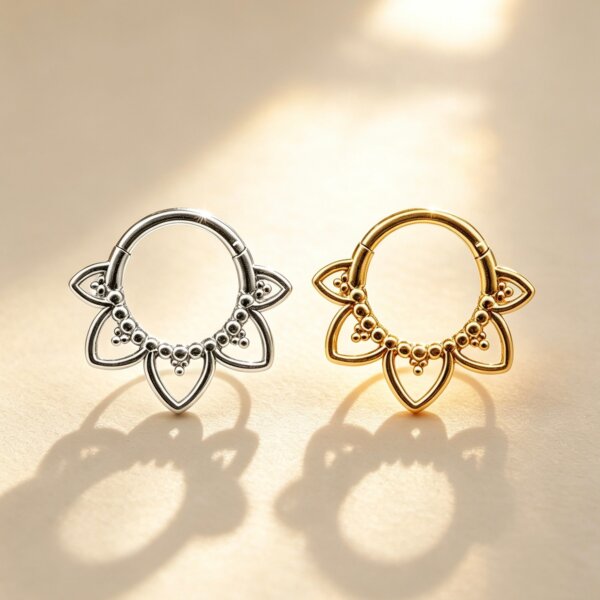 316L Surgical Steel Flower Hinged Segment Ring