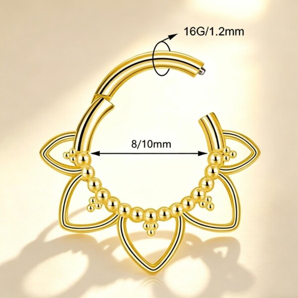 316L Surgical Steel Flower Hinged Segment Ring
