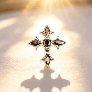 ASTM F136 Titanium Thorn Cross CZ Labret Top