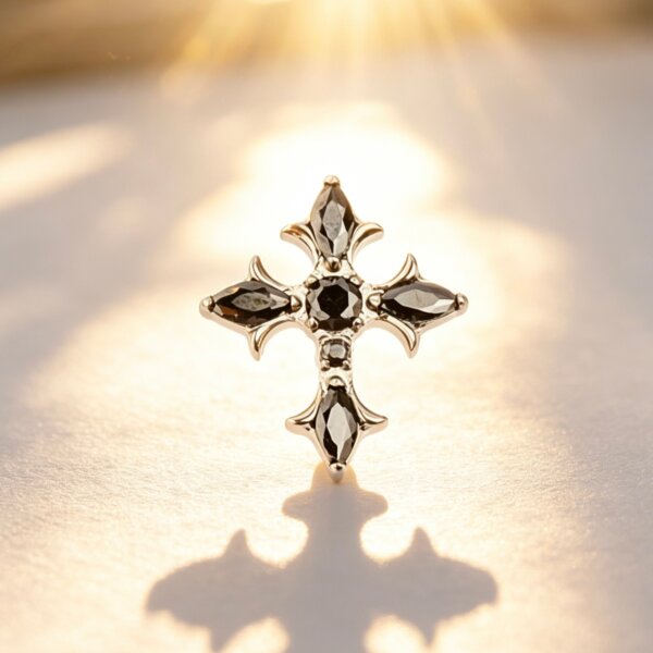ASTM F136 Titanium Thorn Cross CZ Labret Top