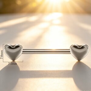G23 Titanium Heart Nipple Barbell - Image 2