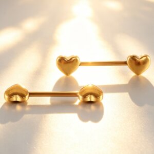 G23 Titanium Heart Nipple Barbell - Image 3