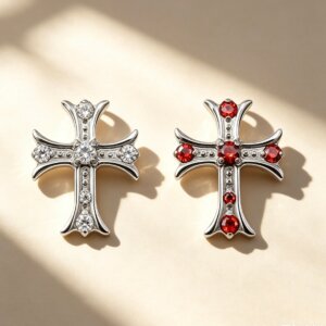 ASTM F136 Titanium Vintage Cross CZ Labret Top