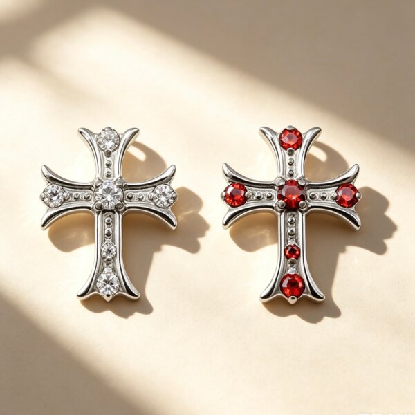 ASTM F136 Titanium Vintage Cross CZ Labret Top
