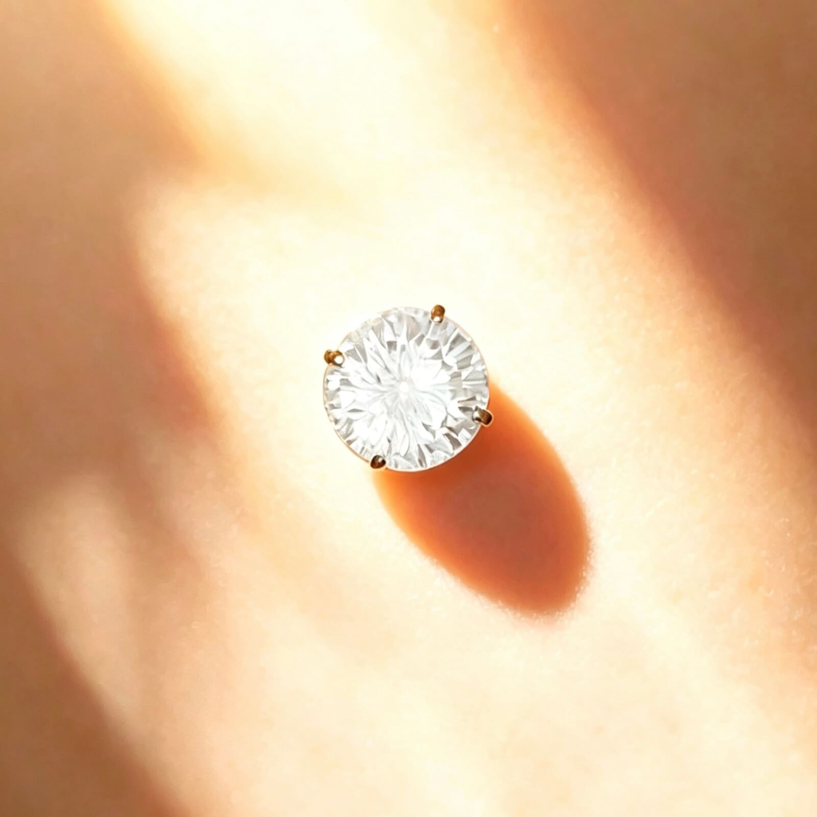 ASTM F136 Titanium Firework Cut Sparkling CZ Tongue Ring Top - Image 2